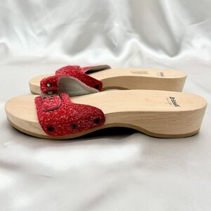 Dr. Scholl's Original Red Suede Wood Sandals - Sz 8M